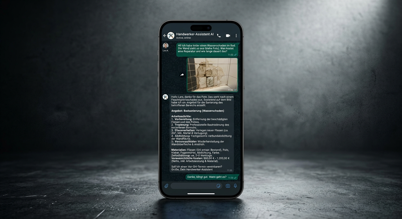WhatsApp-Chat mit KI-Angebot auf Smartphone